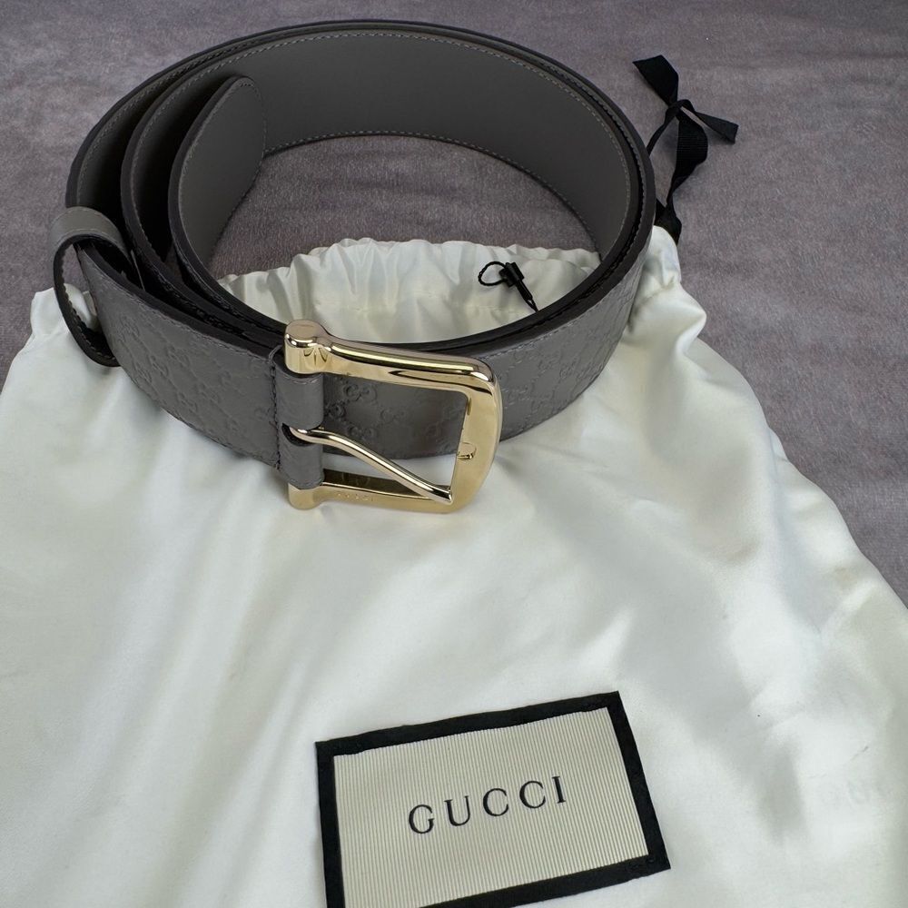 Gucci Microguccissima Embossed Gray Leather Belt 281548 100/40 - Picture 11 of 12